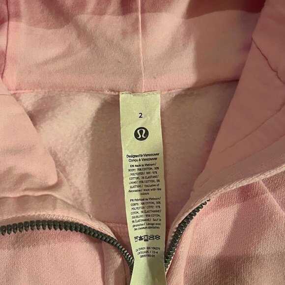 Lululemon Full-Zip Cropped Hoodie Porcelain Pink Size 2 - Picture 4 of 4